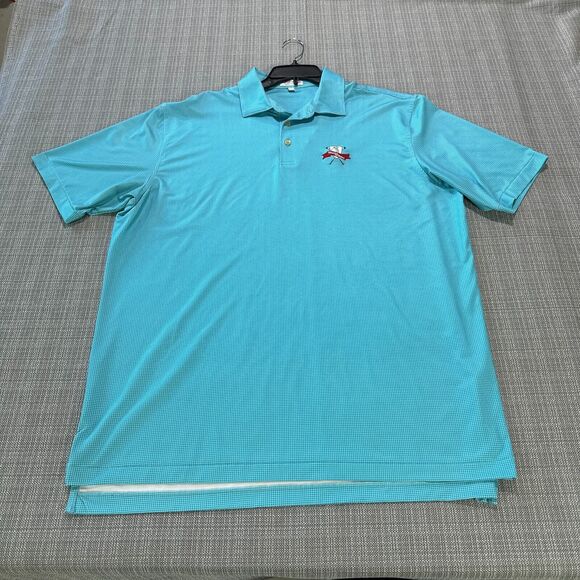 Peter Millar Summer Comfort Polo Shirt Mens XL Performance Blue Dots‎ - Picture 1 of 8
